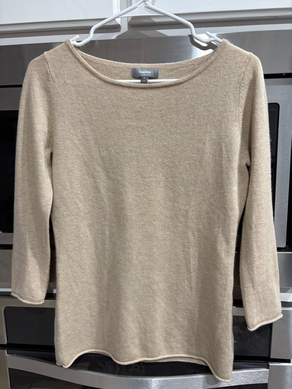 Neiman Marcus Beige Boatneck Cashmere Top